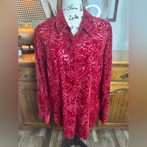 Croft & Barrow Red Velvet Shirt GUC